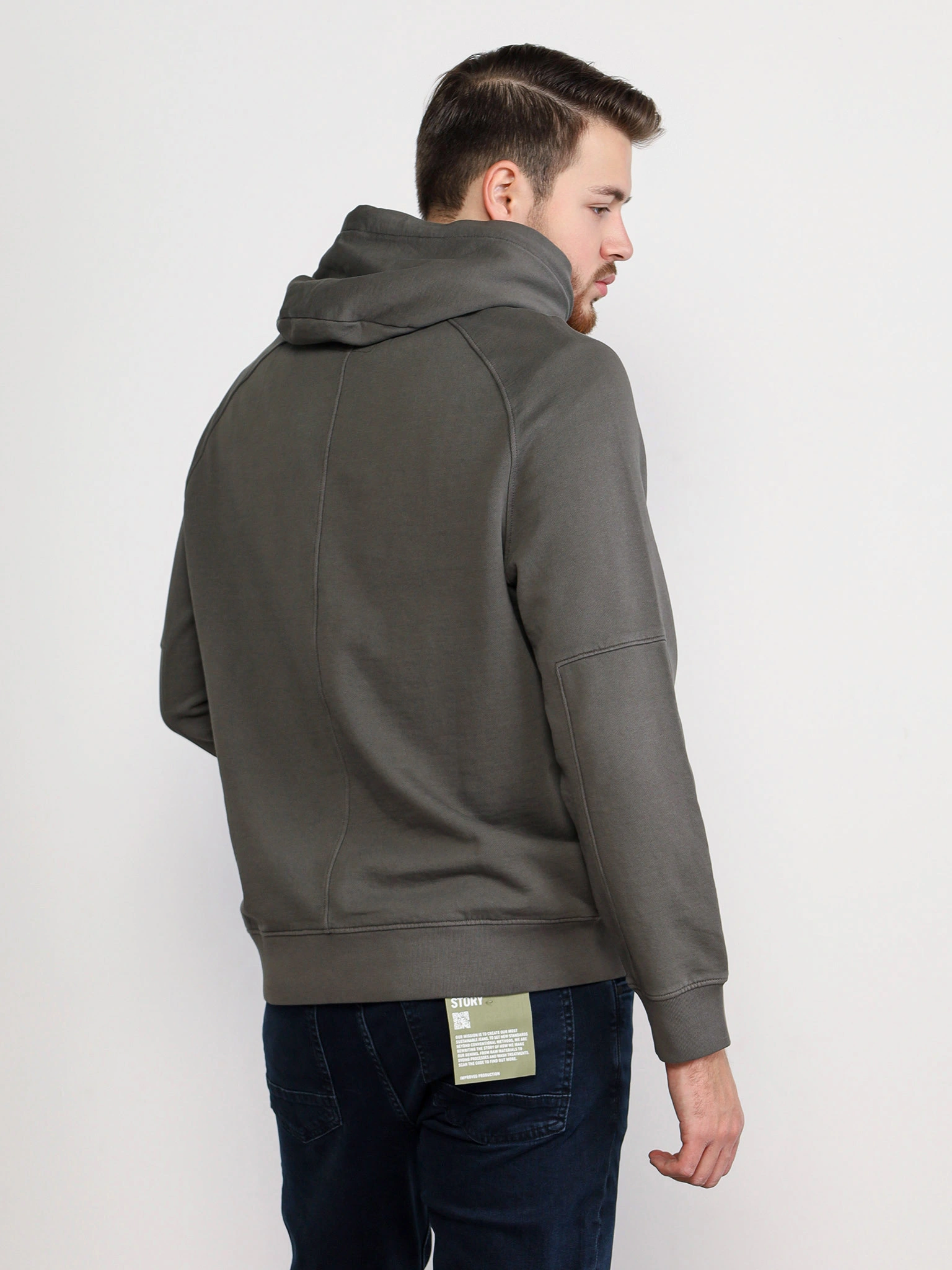 Толстовка цвета хаки с капюшоном из хлопка